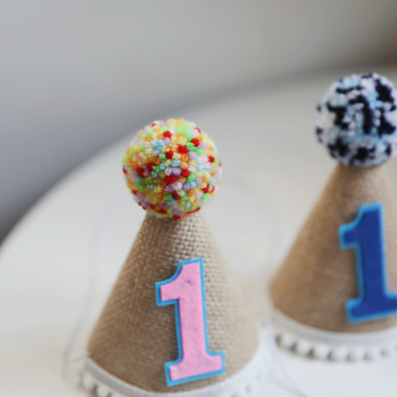 INS Kids Rozā pirmās dzimšanas dienas rupjš cepure 2. zila galvassega mājdzīvnieku ballītes dekorēšanai fotorekvizīti