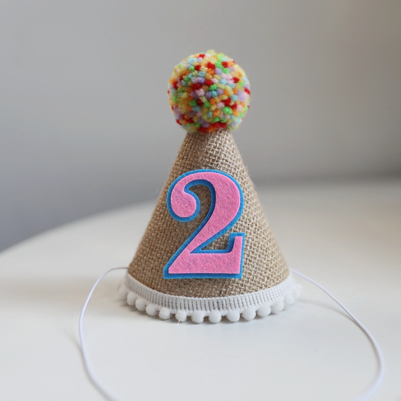 INS Kids Rozā pirmās dzimšanas dienas rupjš cepure 2. zila galvassega mājdzīvnieku ballītes dekorēšanai fotorekvizīti