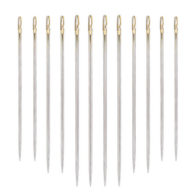 12 tk/komplekti pimenõelad, kuldsaba, mitme suurusega külgmised augud, majapidamises kasutatavad käsitsi õmblusnõelad koos hoiukastiga isetegemiseks