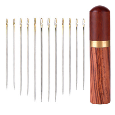 12 tk/komplekti pimenõelad, kuldsaba, mitme suurusega külgmised augud, majapidamises kasutatavad käsitsi õmblusnõelad koos hoiukastiga isetegemiseks