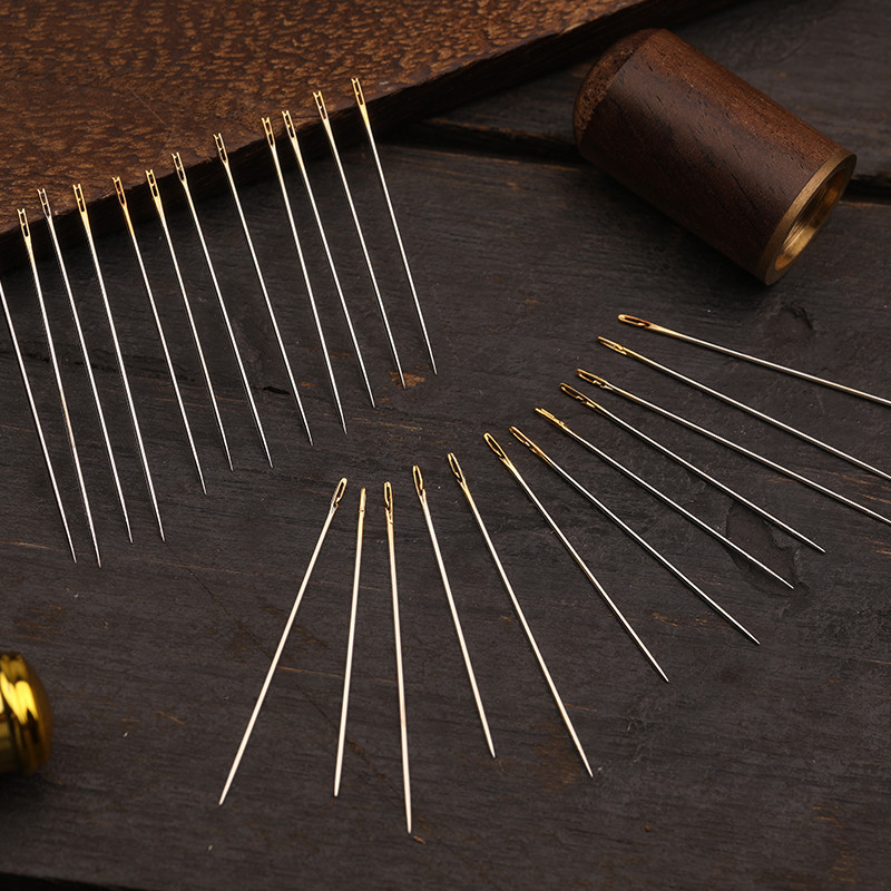12 tk/komplekti pimenõelad, kuldsaba, mitme suurusega külgmised augud, majapidamises kasutatavad käsitsi õmblusnõelad koos hoiukastiga isetegemiseks