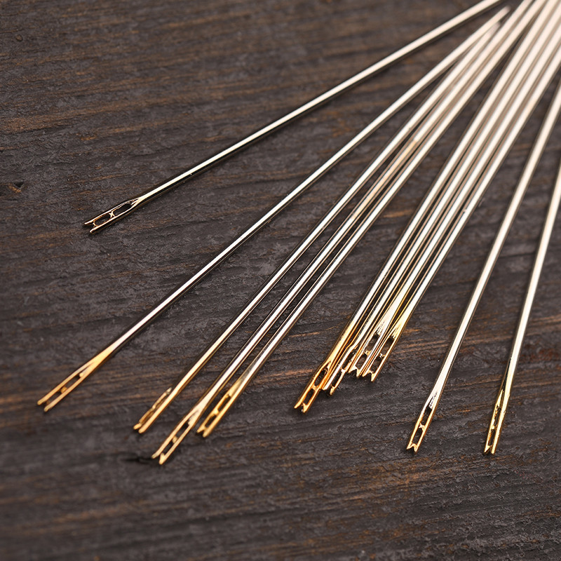 12 tk/komplekti pimenõelad, kuldsaba, mitme suurusega külgmised augud, majapidamises kasutatavad käsitsi õmblusnõelad koos hoiukastiga isetegemiseks