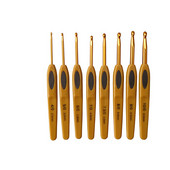 8 bucăți/set cârlige de tricotat ABS/aluminiu Accesorii de cusut Instrumente de țesut Mâner maro Cârlig auriu/alb Artizanat DIY Croșetare simplă