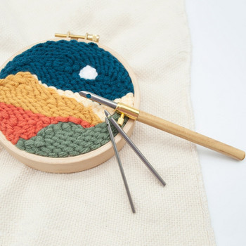 Дървена дръжка Punch Poke Needle Threader Knitting Embroidery Pen Wire Guide Шиене Weaving Tools Kit for Thread Прежди DIY Tool