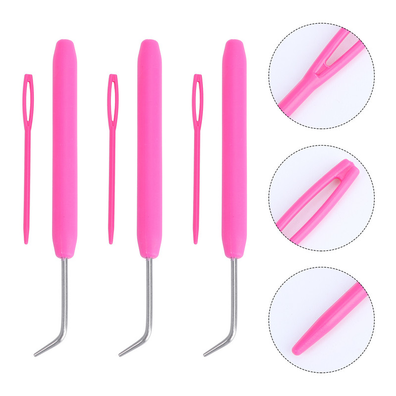 Βελονάκι Γάντζος βελόνας Πλεκτομηχανή Λαβή αργαλειού Εργονομική Πλεκτομηχανή Diy Σετ Εργαλείο Πλήρες Νήμα Αλουμίνιο Κόκκινο Γενειοφόρο Γάντζο