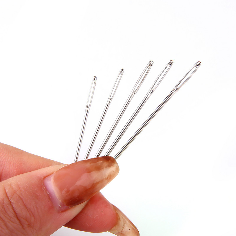 Hot 5 Izmēri 25 gab. Nerūsējošā tērauda lielu acu adatu uzvalks izšūšanas krustdūriena adatas DIY roku šūšanas adatu uzvalks