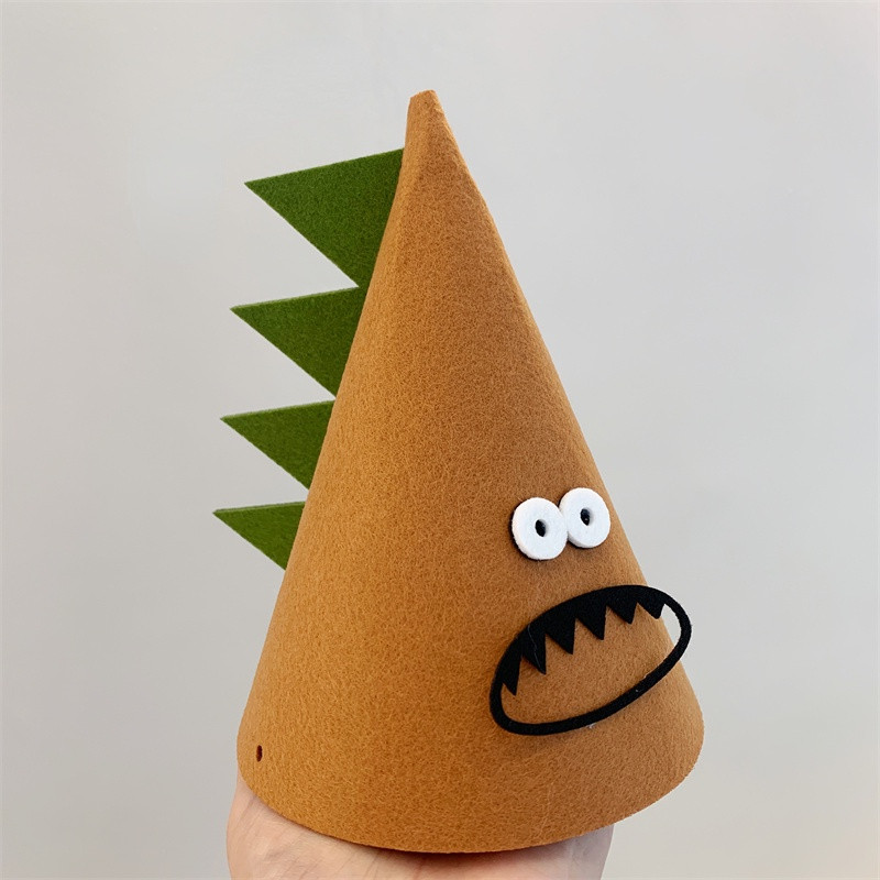 1 gab INS Baby Shower brūna dzimšanas dienas cepure bērnu dinozauru ballītei, neausta zaļa galvassega