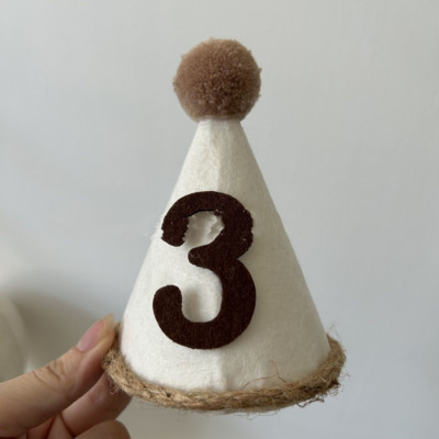 INS New First Kids Non Woven Cream Καπέλο γενεθλίων Baby Shower Dress Up Σκουπίδια μάλλινη 2χρονη με μυτερό καπέλο