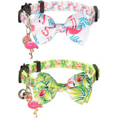 Breakaway macskanyakörv csengő biztonsági csattal Nylon macskanyakörvek aranyos flamingó csokornyakkendővel, állítható 8"-12" között
