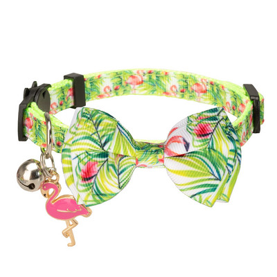 Breakaway macskanyakörv csengő biztonsági csattal Nylon macskanyakörvek aranyos flamingó csokornyakkendővel, állítható 8"-12" között