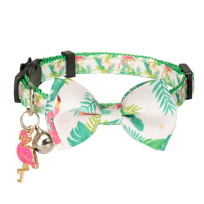 Breakaway macskanyakörv csengő biztonsági csattal Nylon macskanyakörvek aranyos flamingó csokornyakkendővel, állítható 8"-12" között