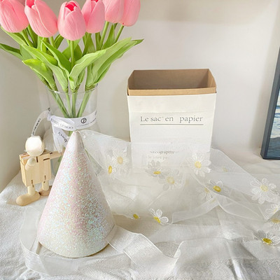 1 τμχ Νέο INS Baby Girl White Flower Καπέλο 1st Kids Birthday Cream Daisy Hat 100days Headwear Decoration