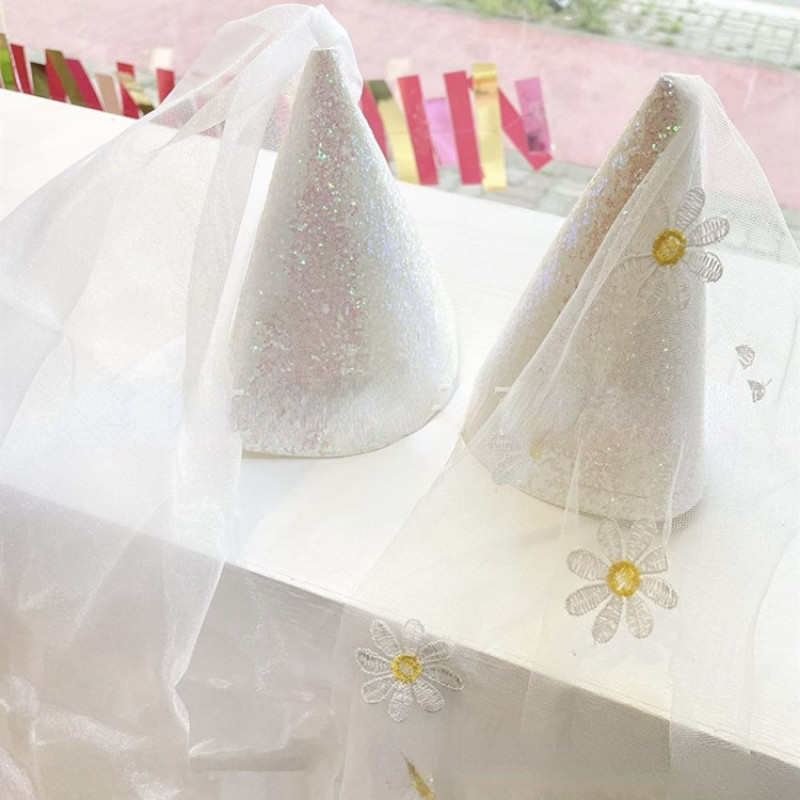 1 τμχ Νέο INS Baby Girl White Flower Καπέλο 1st Kids Birthday Cream Daisy Hat 100days Headwear Decoration