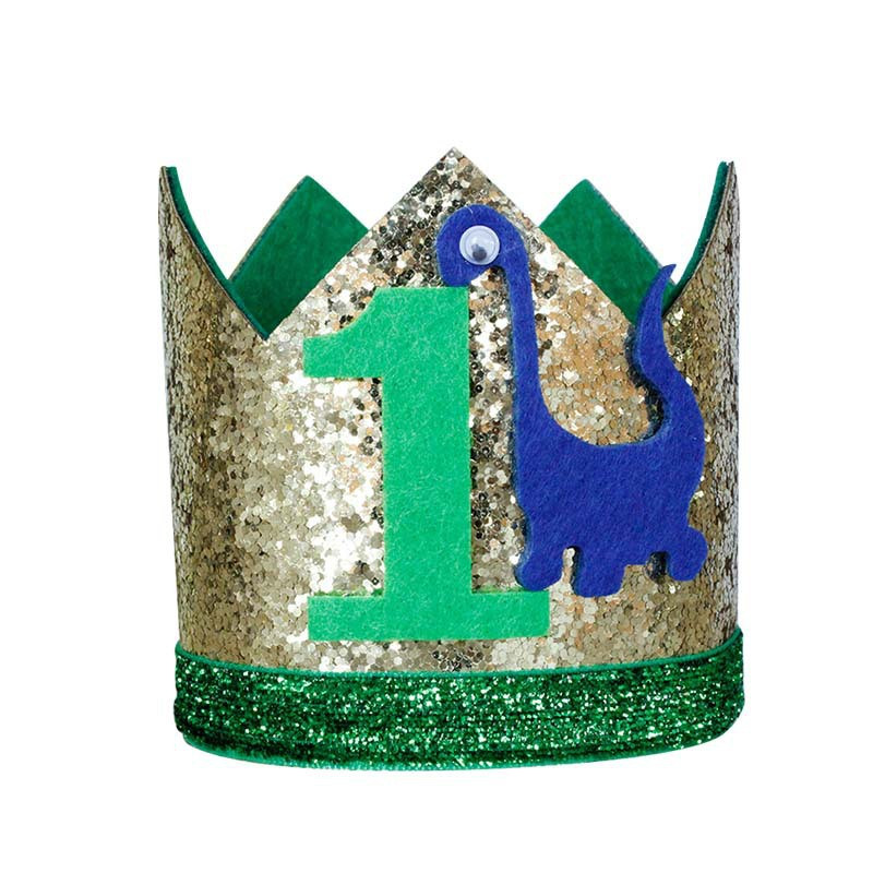 1 gab Baby Boy, 1. dinozaura dzimšanas dienas cepure, 2 3 gadus veca, divas rēcoša ballītes kroņa zaļa pusdzīvnieka galvas saite