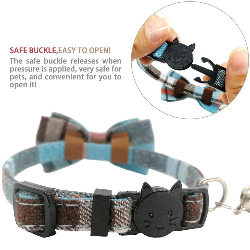 Cat nyakörv, aranyos csokornyakkendővel és csengővel cicának és néhány kölyökkutyának, 7,8-10,5 hüvelyk között állítható