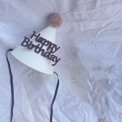 1 db INS Gyerekek első éves születésnapi kalapja, nem szőtt fehér party sapka babazuhany khaki gyapjú hegyes sapka fejfedő dekoráció