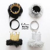 1 gab. Dzimšanas dienas zelta mežģīņu kroņa galvas lente, meitenes galvassega, bērnu vāciņš, bērnu duša, dzimšanas dienas cepures ballītes kroņa dzimšanas dienas fotografēšanai