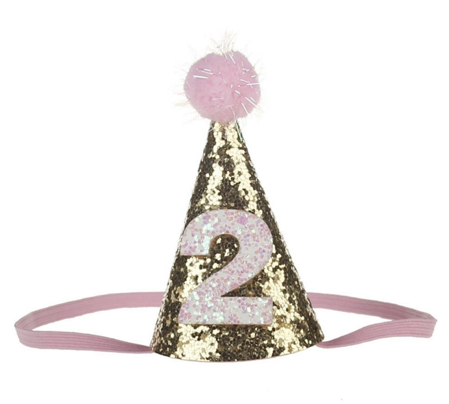 Zēna un meitenes pirmā 1. dzimšanas dienas cepure zelta viena divi trīs gadus veca mirdzoša princeses cepure matu aksesuārs