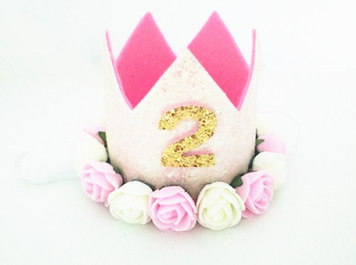Κορίτσι πρώτο καπέλο γενεθλίων Flower Party Crown One 2ο 3ο Αριθμός 1 2 3 Λευκά καπέλα γενεθλίων Baby Priness Hair Headband