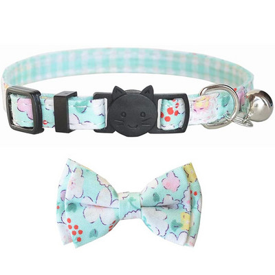 Breakaway kaķa kaklasiksnas zieds ar zvaniņu un tauriņa kaklasaites apkakles regulējamas drošības kaķenes kaķenes kucēnu kaklasiksnas