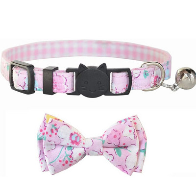 Breakaway kaķa kaklasiksnas zieds ar zvaniņu un tauriņa kaklasaites apkakles regulējamas drošības kaķenes kaķenes kucēnu kaklasiksnas