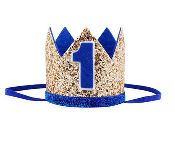 Αγόρια Πρώτα Γενέθλια Ασημένιο Μπλε Στέμμα Παιδικά Χρυσό Μπλε 1ο Γενέθλια Αγόρι στολή για Cake Smash Sparkle Royal Birthday Party