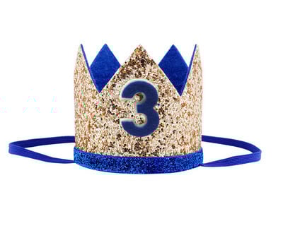 Zēnu pirmās dzimšanas dienas sudraba zils kronis bērniem zeltaini zils 1. dzimšanas dienas zēna tērps kūkai Smash Smash Sparkle Royal dzimšanas dienas ballītes cepure