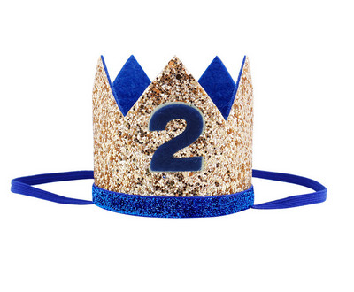 Zēnu pirmās dzimšanas dienas sudraba zils kronis bērniem zeltaini zils 1. dzimšanas dienas zēna tērps kūkai Smash Smash Sparkle Royal dzimšanas dienas ballītes cepure