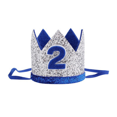 Zēnu pirmās dzimšanas dienas sudraba zils kronis bērniem zeltaini zils 1. dzimšanas dienas zēna tērps kūkai Smash Smash Sparkle Royal dzimšanas dienas ballītes cepure