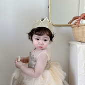 1 db INS első gyerekek születésnapi arany csipkekorona lányparti aranyos kalapdísz babazuhany fejpánt