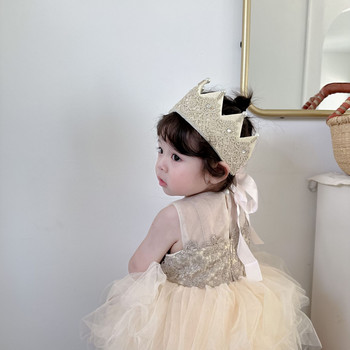 1PC INS First Kids Γενέθλια Χρυσή δαντέλα Κορίτσι πάρτι Χαριτωμένο καπέλο Διακόσμηση κεφαλής ντους μωρού