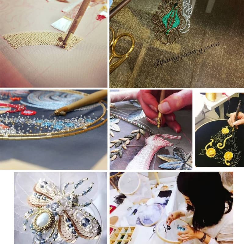 Luneville Crochet Βελόνες γαλλικού κεντήματος Tambour Crochet Hook Luneville Hook με 3 βελόνες