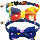 Breakaway kaķu kaklasiksnas ar zvaniņu un tauriņu šarmu Rainbow Galaxy Element regulējamām drošības kaķēnu kaklasiksnām kaķēnu kucēnam
