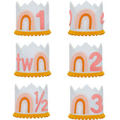 1 gab Baby Shower Varavīksnes galvas saite, neausta balta pusdzimšanas dienas cepure Boho ballītes meitenei VIENA DIVAS Cepure