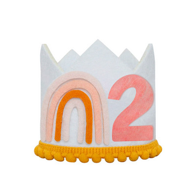 1 gab Baby Shower Varavīksnes galvas saite, neausta balta pusdzimšanas dienas cepure Boho ballītes meitenei VIENA DIVAS Cepure