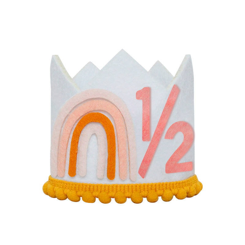 1 gab Baby Shower Varavīksnes galvas saite, neausta balta pusdzimšanas dienas cepure Boho ballītes meitenei VIENA DIVAS Cepure