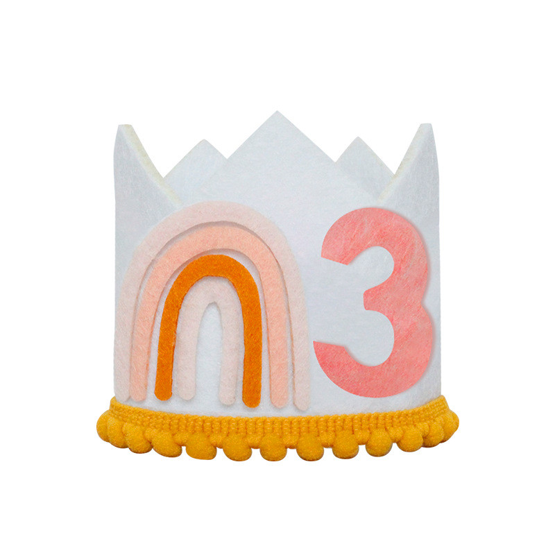 1 gab Baby Shower Varavīksnes galvas saite, neausta balta pusdzimšanas dienas cepure Boho ballītes meitenei VIENA DIVAS Cepure