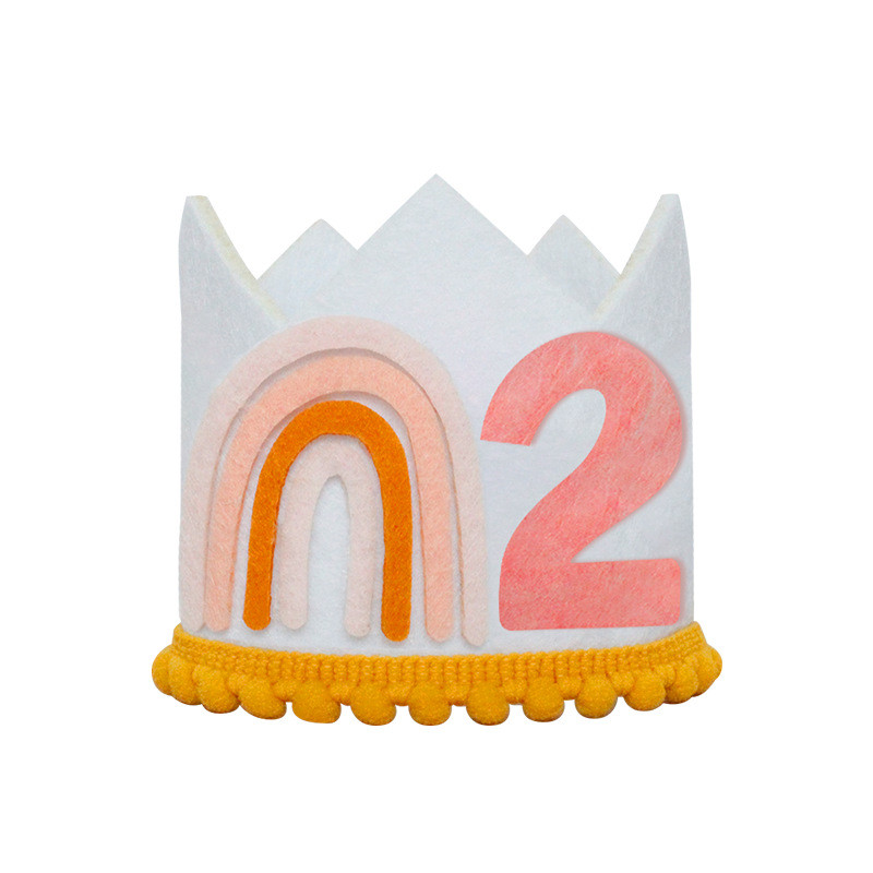 1 gab Baby Shower Varavīksnes galvas saite, neausta balta pusdzimšanas dienas cepure Boho ballītes meitenei VIENA DIVAS Cepure