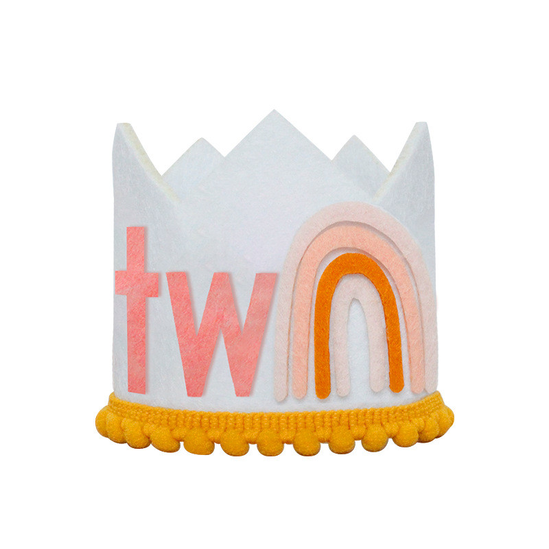 1 gab Baby Shower Varavīksnes galvas saite, neausta balta pusdzimšanas dienas cepure Boho ballītes meitenei VIENA DIVAS Cepure