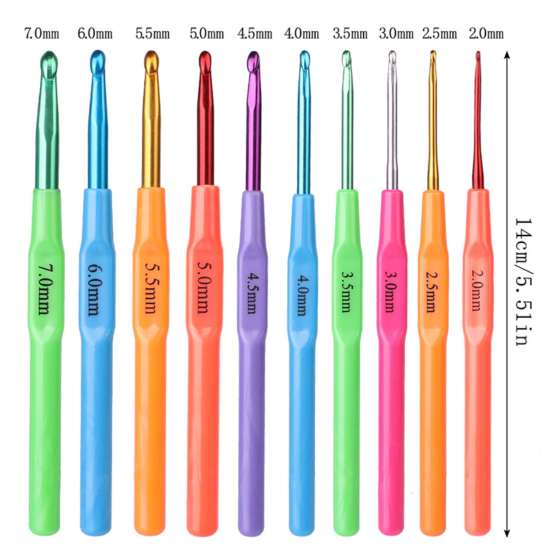 RORGETO horgolótűk kötőtűk fonal kampó tűk pulóverekhez sálak szövés varró kézműves eszköz 10 méret színes horgolt