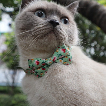 Котешки нашийници с вратовръзка с вратовръзка и звънец, флорален модел, регулируеми, сладки котешки нашийници, предпазна катарама, нашийник за котки за кученце котка