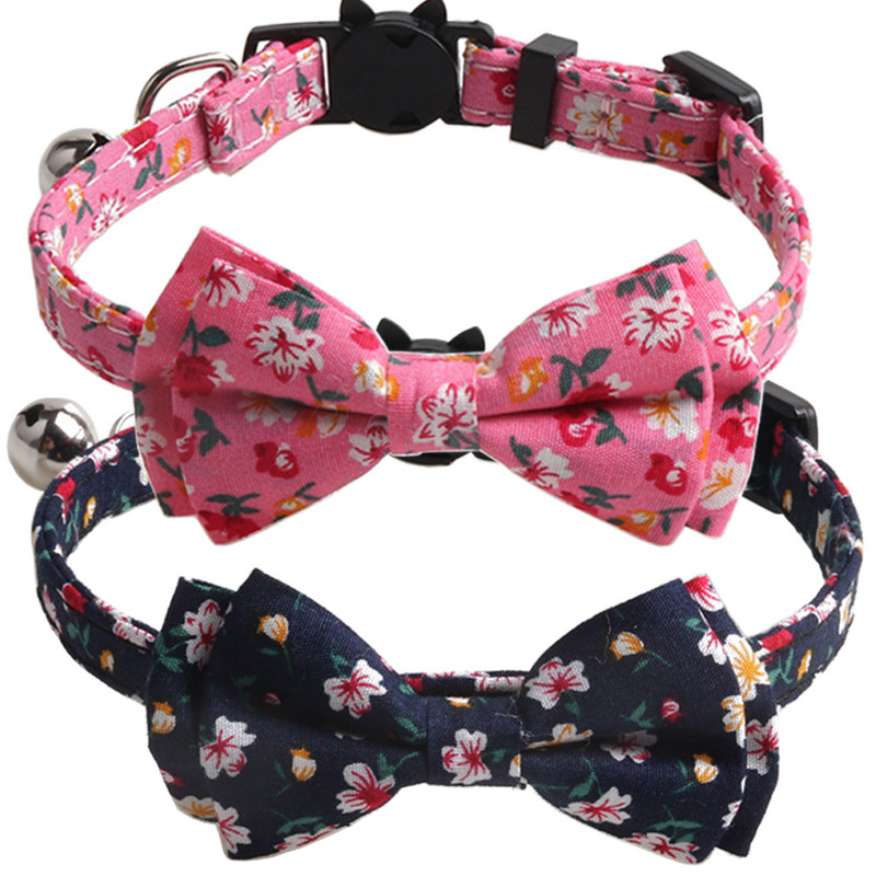 Csomagos macska nyakörvek Breakaway csengő virágmintával állítható aranyos cica nyakörvek biztonsági csatos cica nyakörv macska kölyökkutyának