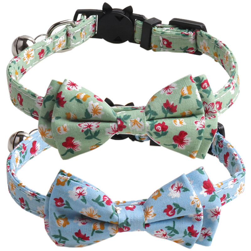 Csomagos macska nyakörvek Breakaway csengő virágmintával állítható aranyos cica nyakörvek biztonsági csatos cica nyakörv macska kölyökkutyának