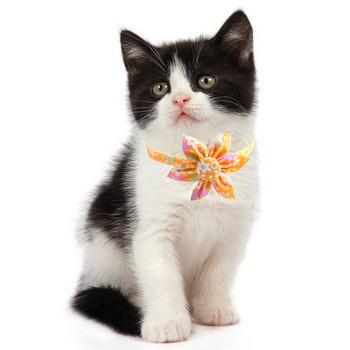 Γιακά σκύλου με λουλούδια παπιγιόν, χαριτωμένο στρογγυλό παπιγιόν λουλούδι Μικρό γιακά σκύλου Γιακά για κουτάβι και κολάρο γάτας, ρυθμιζόμενο κολάρο σκύλου