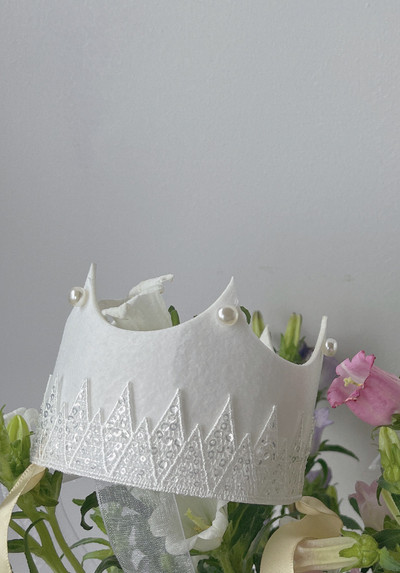 1 τμχ INS Παιδικά Λευκά Γενέθλια Δαντέλα Crown Princess 1 2 3 4 5 6 7 8 9 ετών Μη υφαντό καπέλο μαργαριτάρι μωρό ντους