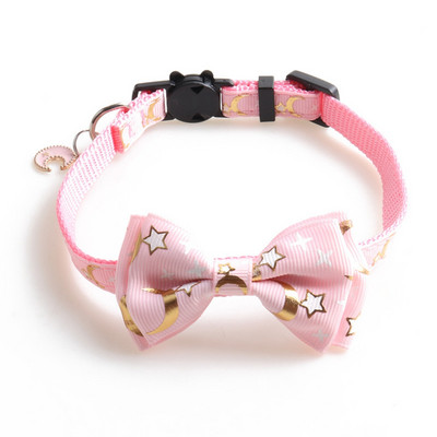 Cat Collars Stars Moons Breakaway ar jauku tauriņu kulonu un zvaniņu Kittyi, regulējamas drošības kaķēnu kaklasiksnas maziem suņiem