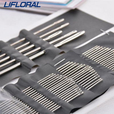 55PCS/комплект Многоразмерни шевни игли от неръждаема стомана Комплект напръстници Направи си сам облекло, бродерия, шевни аксесоари, домашни игли, инструменти