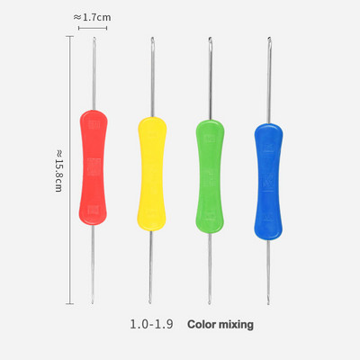1-4 gab. Tamboradatas ar diviem galiem, plastmasas kāts, metāls mājas lietošanai, džemperis, apavu cepure, instruments, adatas, tamborētas adīšanai un aksesuāri