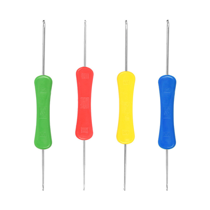 1-4 gab. Tamboradatas ar diviem galiem, plastmasas kāts, metāls mājas lietošanai, džemperis, apavu cepure, instruments, adatas, tamborētas adīšanai un aksesuāri