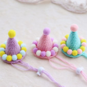 Kutya kalap Aranyos édes horgolt gyapjú kutya születésnapi sapka Kézi kisállat macska ajándék sapka kis kutyáknak Hörcsög cica kiegészítők